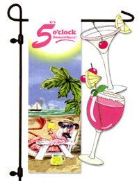 View 5 O'Clock Cocktails Sculpted Garden Flag 12.5"x18" - 16835EG